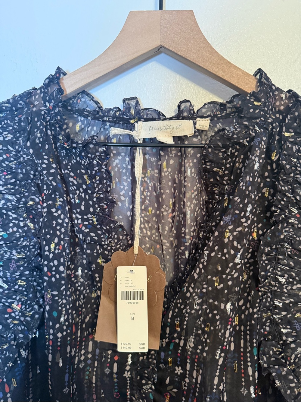Anthropologie Forever That Girl Sheer Ruffled Blouse - Picture 3 of 5